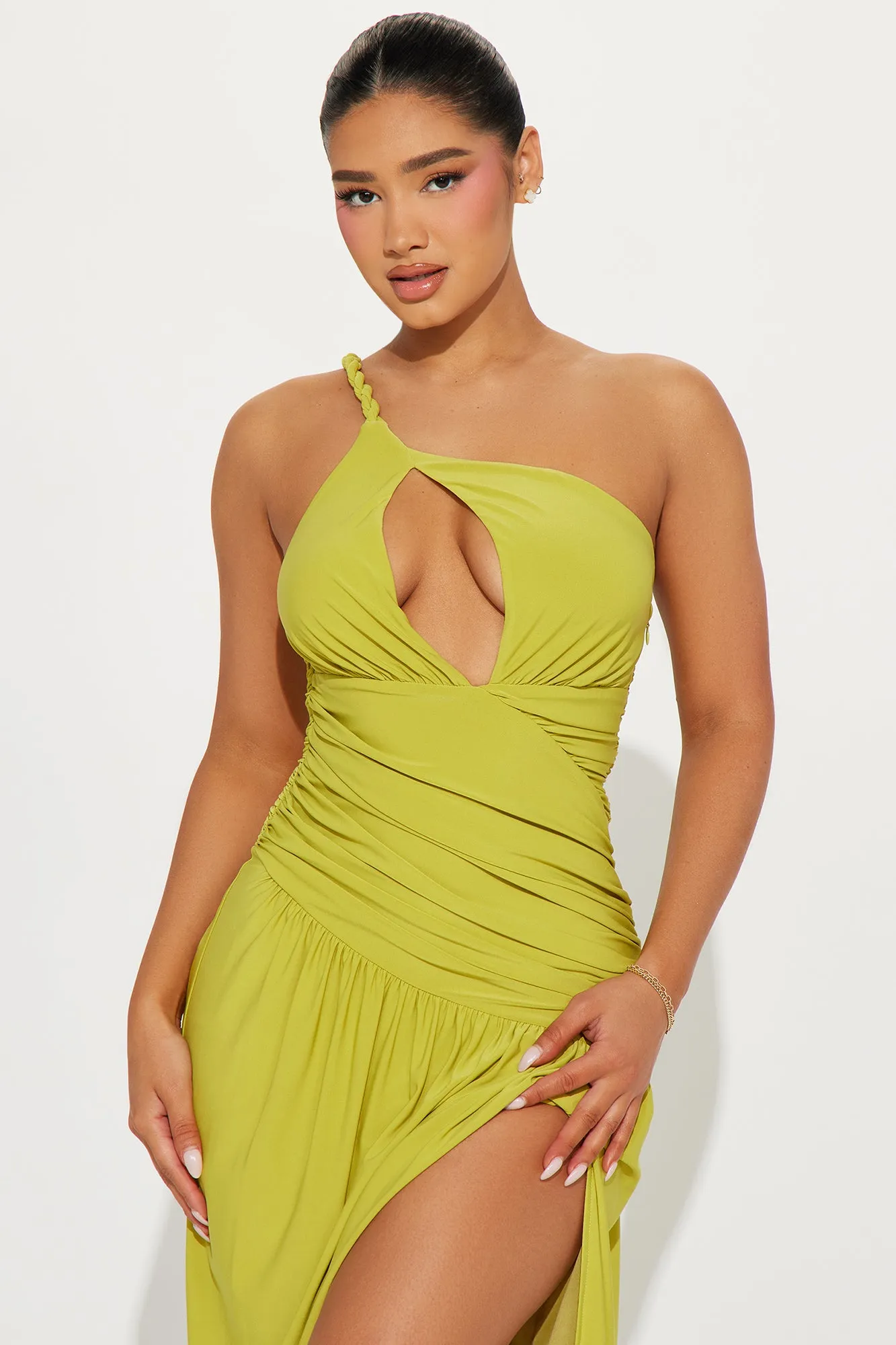 Alessia Ruched Maxi Dress - Chartreuse sold by Fashion Nova product image thumbnail 2
