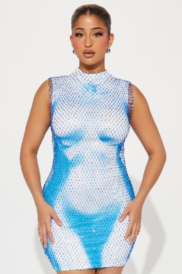 Tamara Body Heat Mini Dress Set - Blue/combo sold by Fashion Nova