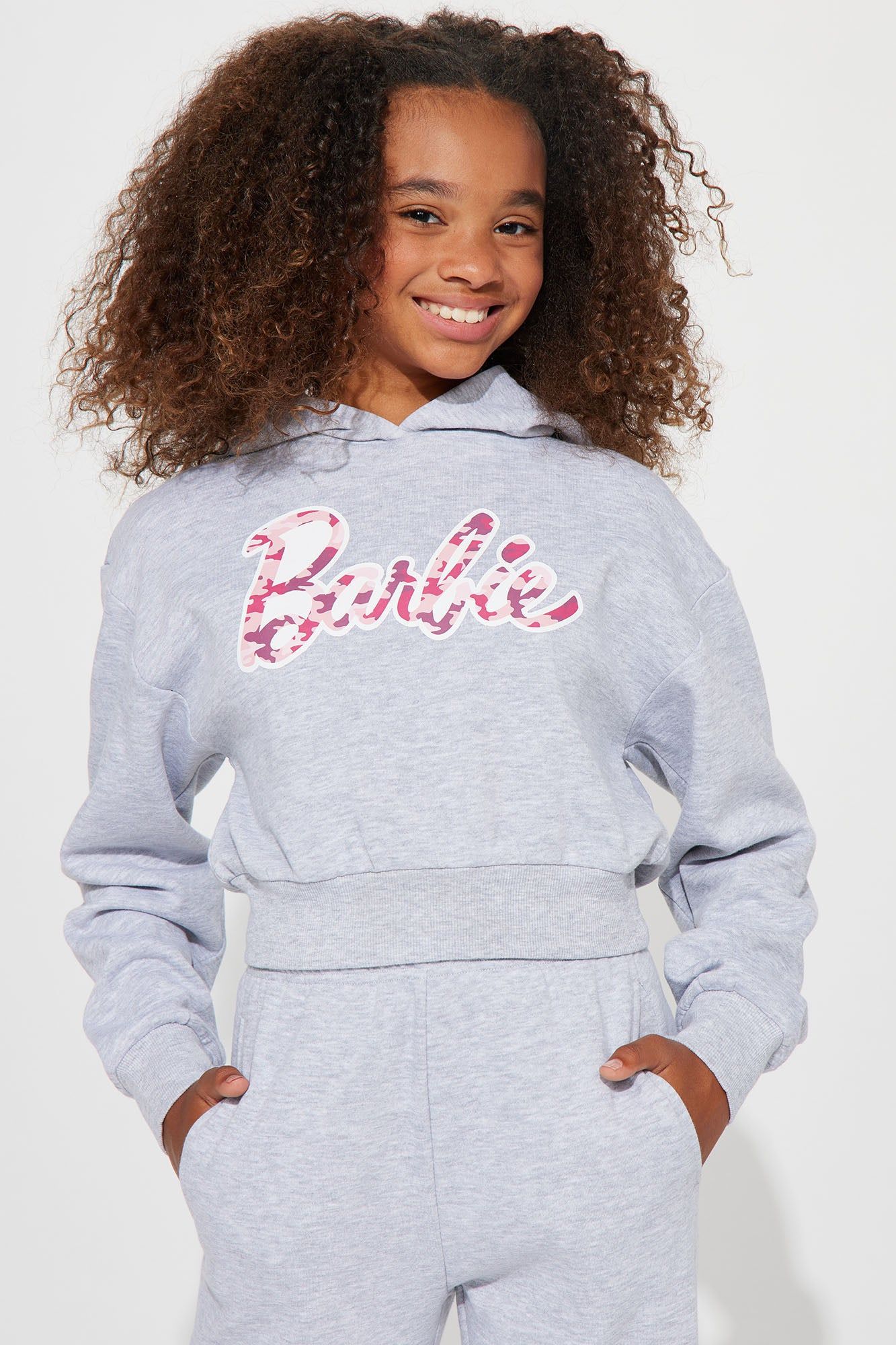 Mini Barbie Girl Fleece Jogger Set - Heather Grey sold by Fashion Nova product image thumbnail 2