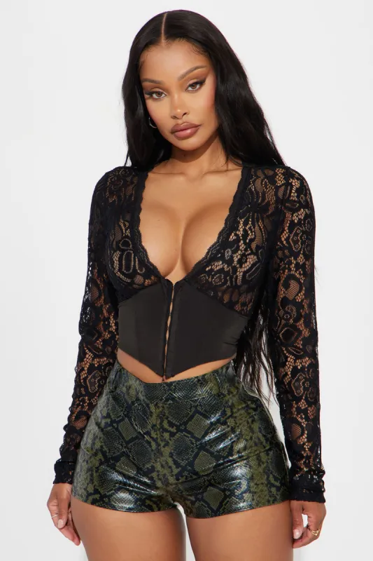 Cassie Lace Top - Black sold by Fashion Nova