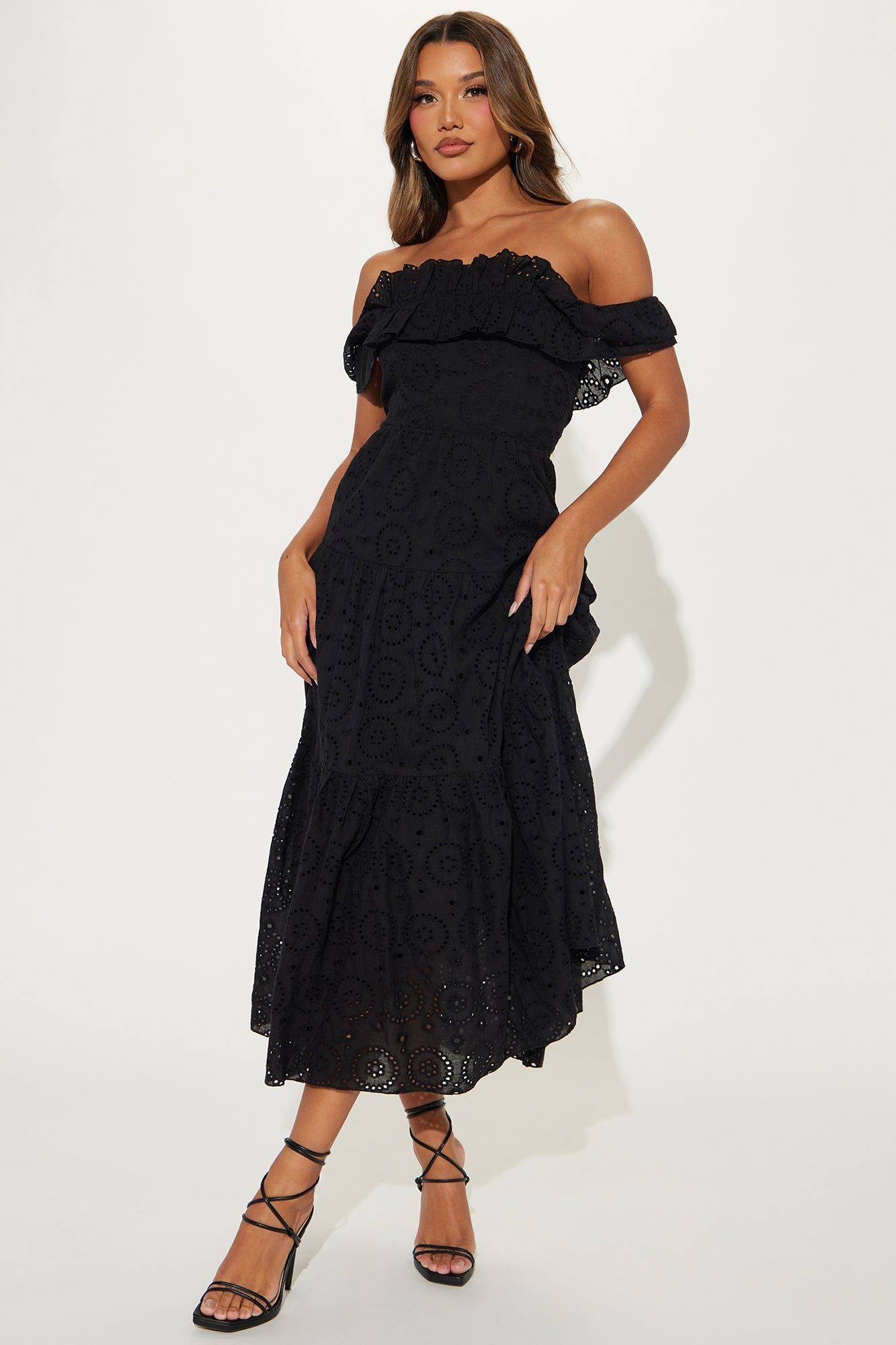 Stephanie Tiered Maxi Dress - Black sold by Fashion Nova