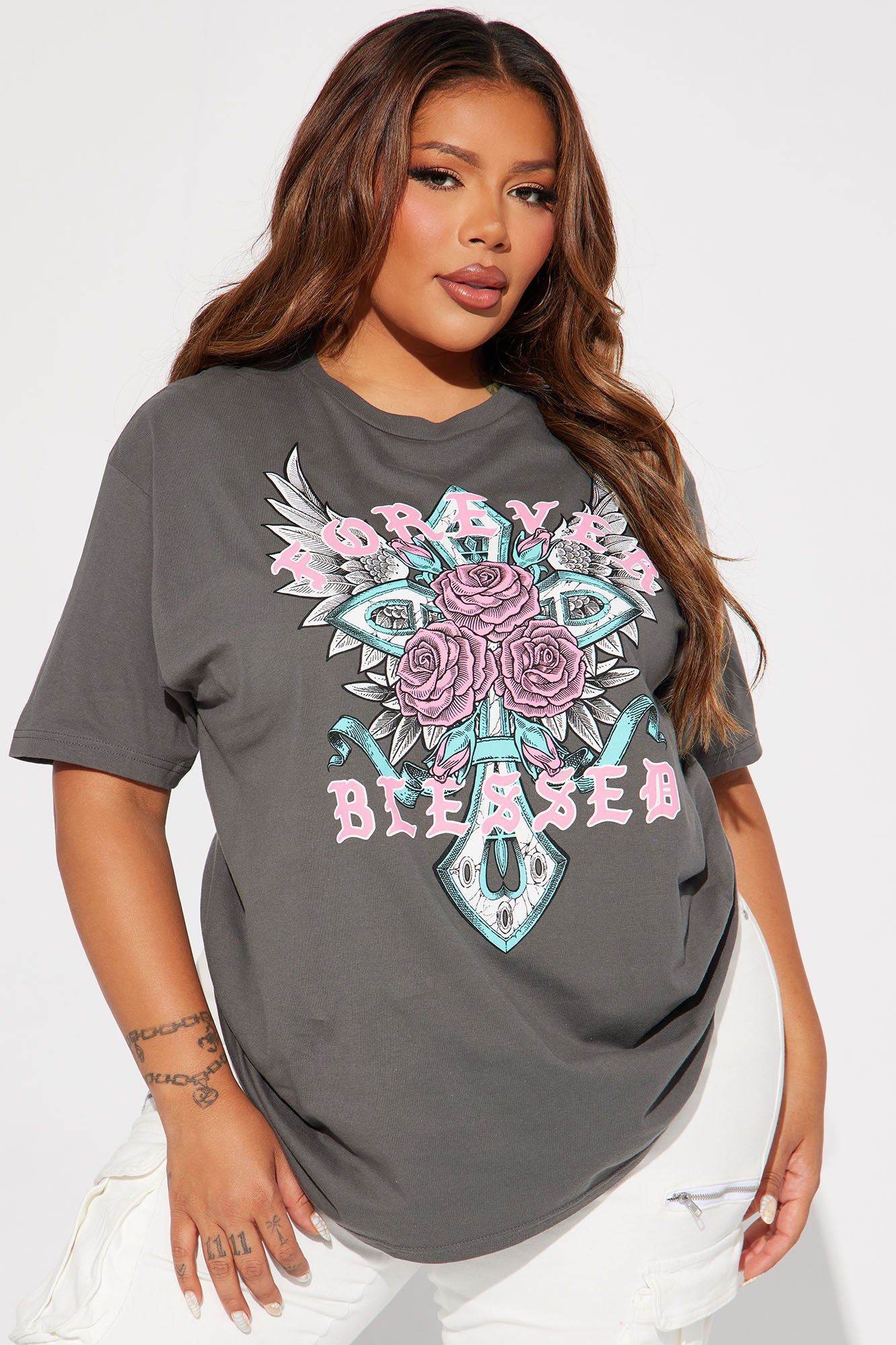 Forever Blessed Graphic Tee - Grey sold by Fashion Nova product image thumbnail 4