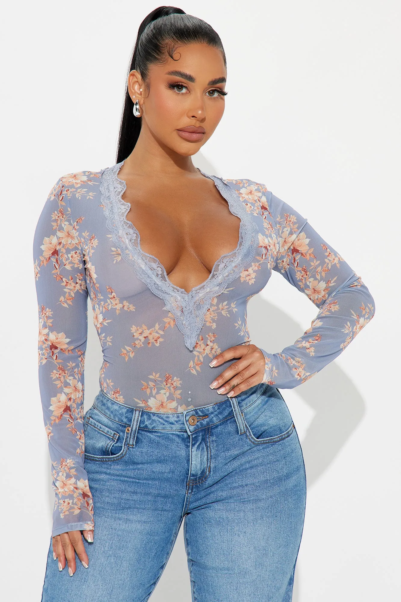 Sweetest Touch Mesh Bodysuit - Blue/combo sold by Fashion Nova product image thumbnail 3