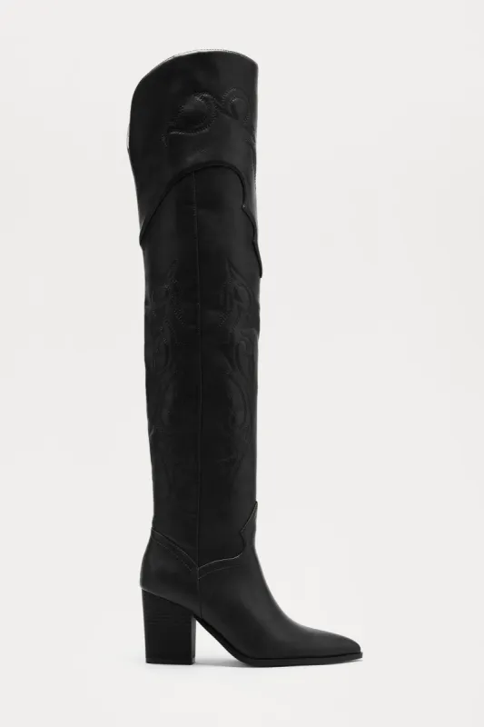 Texas Charm Thigh High Boots - Black sold by Fashion Nova