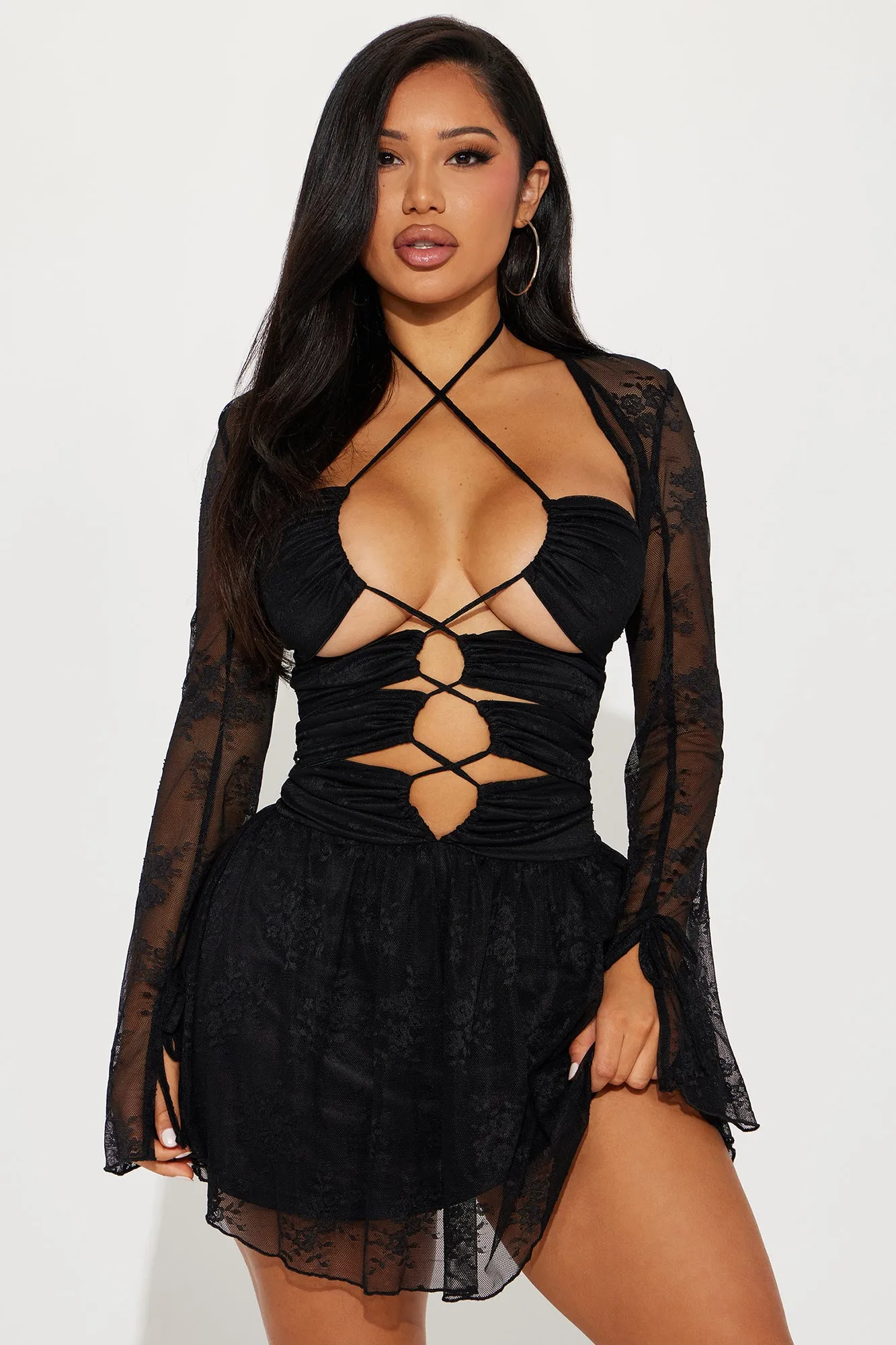 Midnight Mystique Lace Micro Mini Dress - Black sold by Fashion Nova product image thumbnail 2