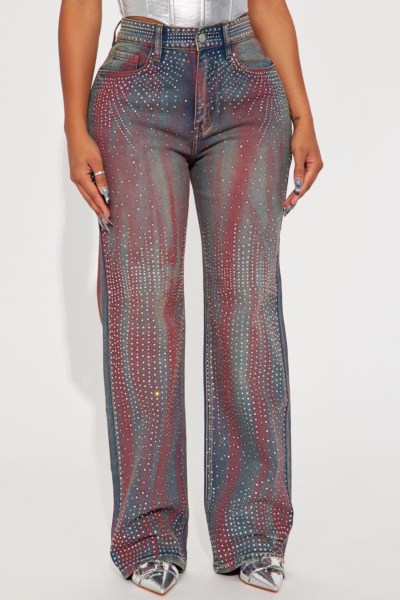 Daydreaming Embellished Straight Leg Jeans - Medium Wash sold by Fashion Nova product image thumbnail 2