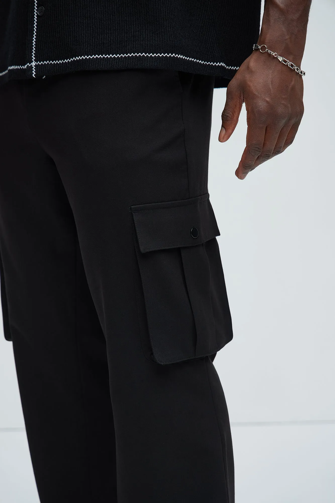 Charlie Gabardine Flare Cargo Trouser - Black sold by Fashion Nova product image thumbnail 3