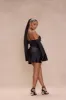 Amandine Satin Mini Dress - Black sold by Fashion Nova