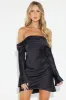 Amandine Satin Mini Dress - Black sold by Fashion Nova