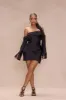 Amandine Satin Mini Dress - Black sold by Fashion Nova