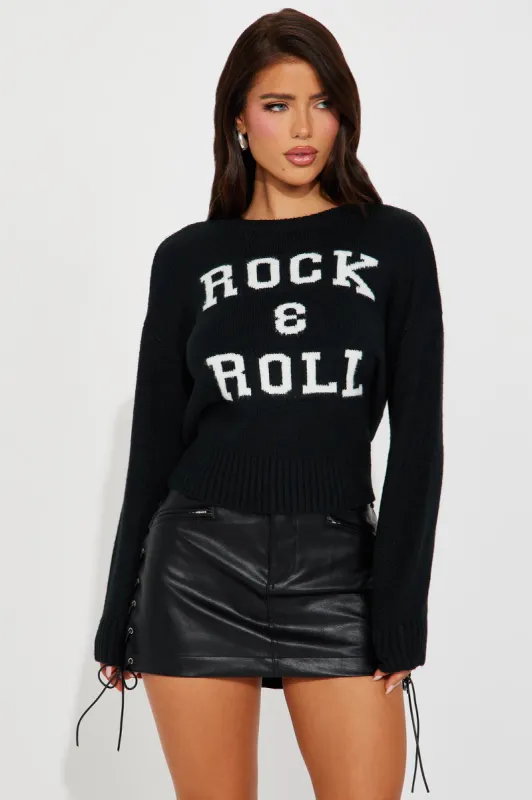 Rock And Roll Sweater - Black/White sold by Fashion Nova
