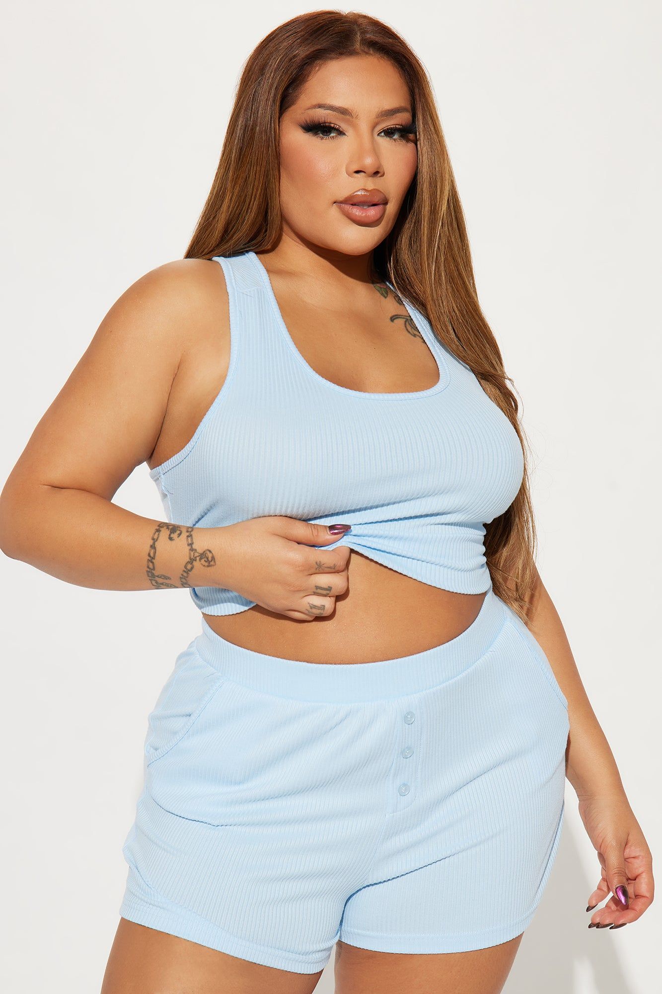 Choosing Comfort Ribbed PJ Short Set - Light Blue sold by Fashion Nova product image thumbnail 4