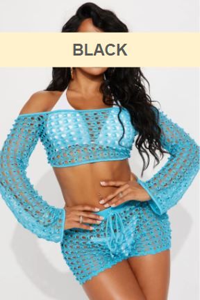 Trip To The Beach 2 Piece Cover Up - Black sold by Fashion Nova