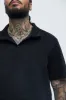 Dudley Textured Johnny Collar Shirt - Black sold by Fashion Nova