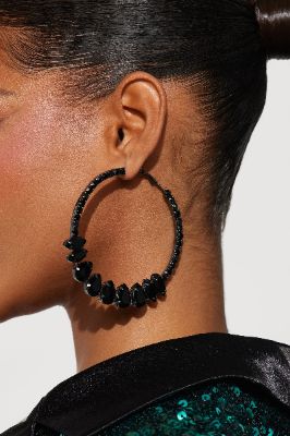 Oh La La Hoop Earrings - Black sold by Fashion Nova
