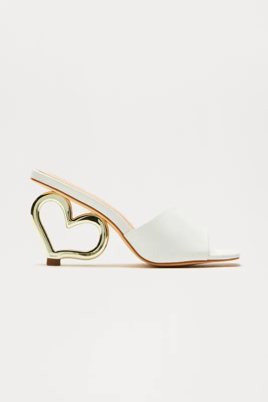 Kiki Heart Mules - White sold by Fashion Nova