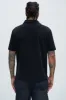 Dudley Textured Johnny Collar Shirt - Black sold by Fashion Nova