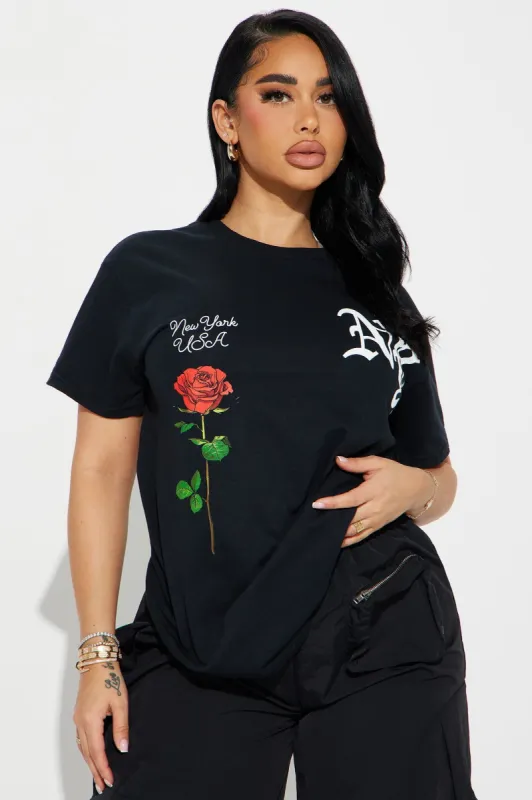 NY Rose Graphic Tee - Black sold by Fashion Nova