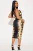 Luxe Life Bandage Midi Dress - Gold/combo sold by Fashion Nova