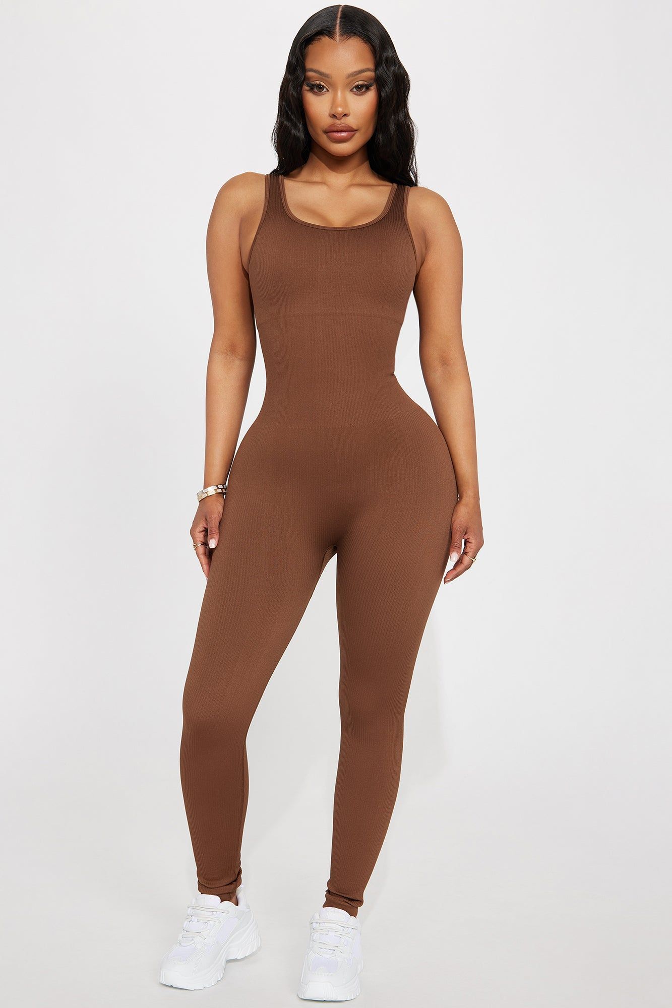 Always In Motion Active Jumpsuit - Brown sold by Fashion Nova