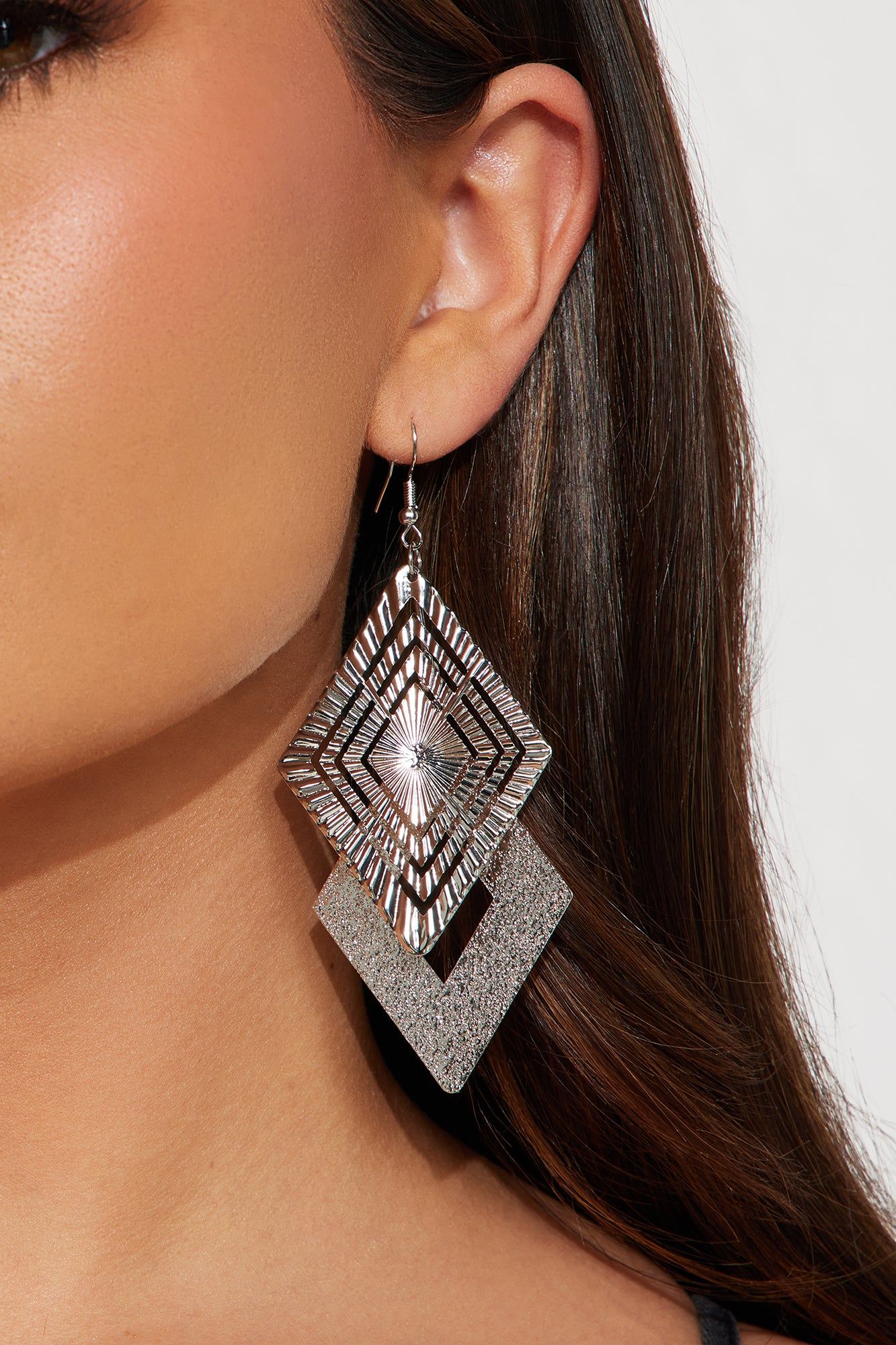 See Through The Lines Earrings - Silver sold by Fashion Nova