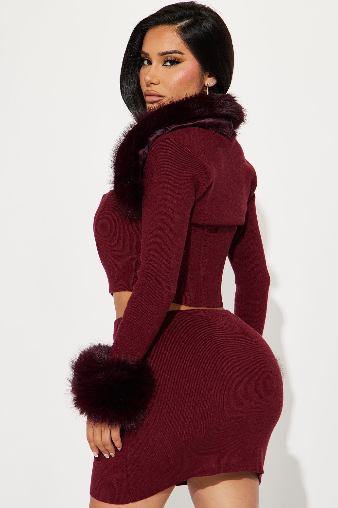 Sara 3 Piece Sweater Skirt Set - Wine sold by Fashion Nova product image thumbnail 3