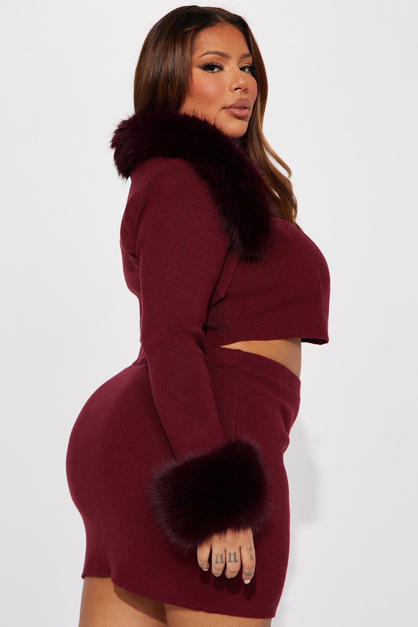 Sara 3 Piece Sweater Skirt Set - Wine sold by Fashion Nova product image thumbnail 6
