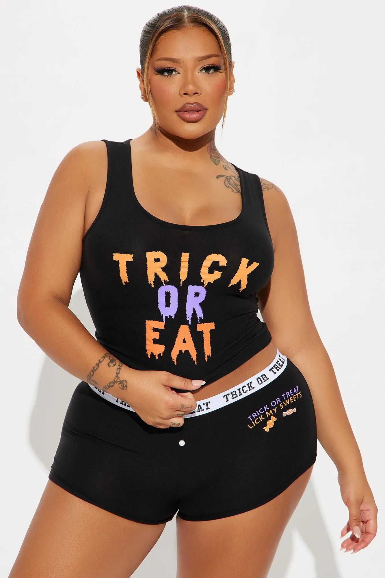Trick Or Eat Halloween PJ Set - Black/combo sold by Fashion Nova product image thumbnail 4