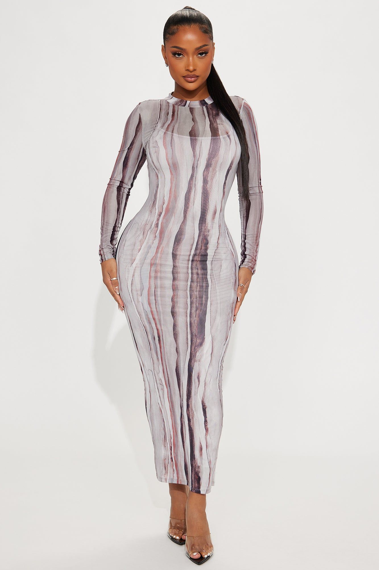 Genesis Mesh Maxi Dress - Grey sold by Fashion Nova