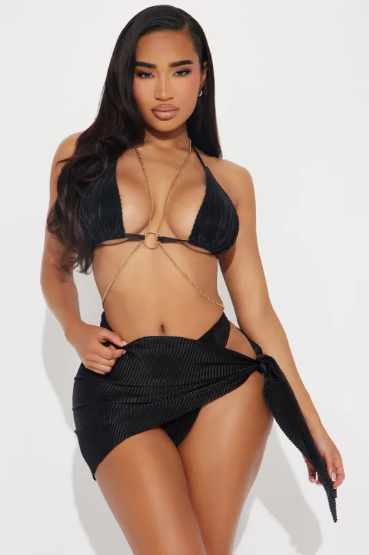 Clover Chain 3 Piece Bikini Set - Black sold by Fashion Nova