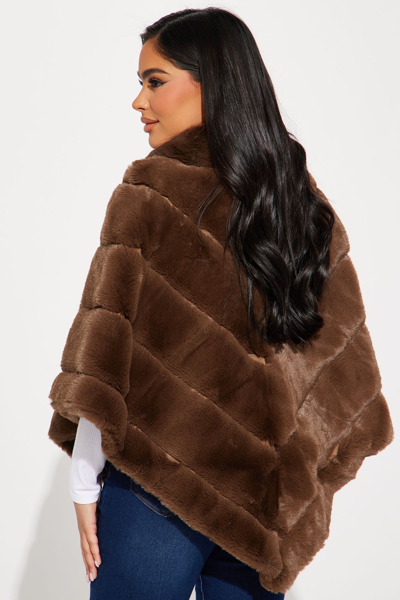 Wine and Dine Faux Fur Poncho - Brown sold by Fashion Nova product image thumbnail 2