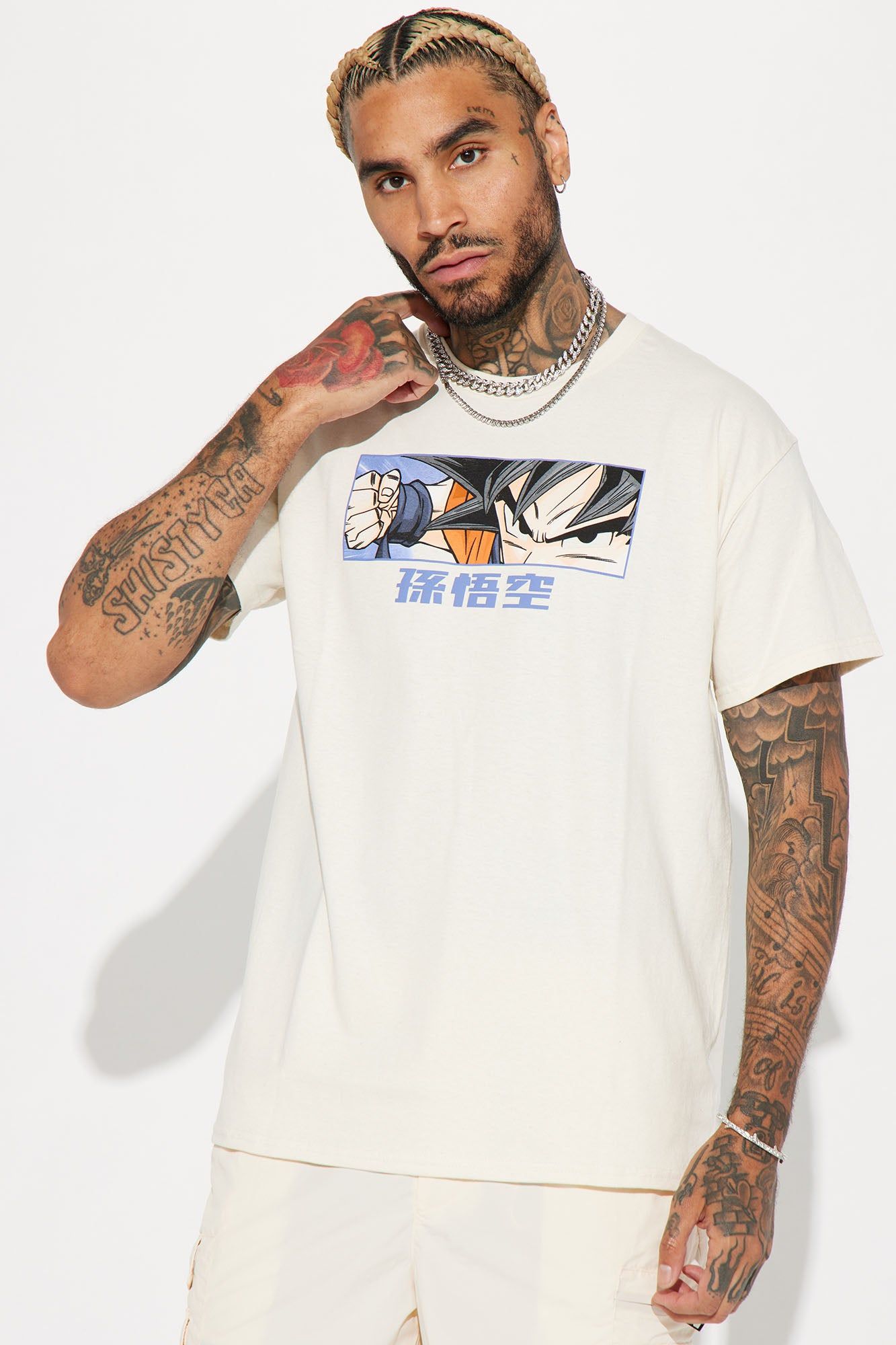 Dragonball Z Son Goku Short Sleeve Tee - Natural/Combo sold by Fashion Nova