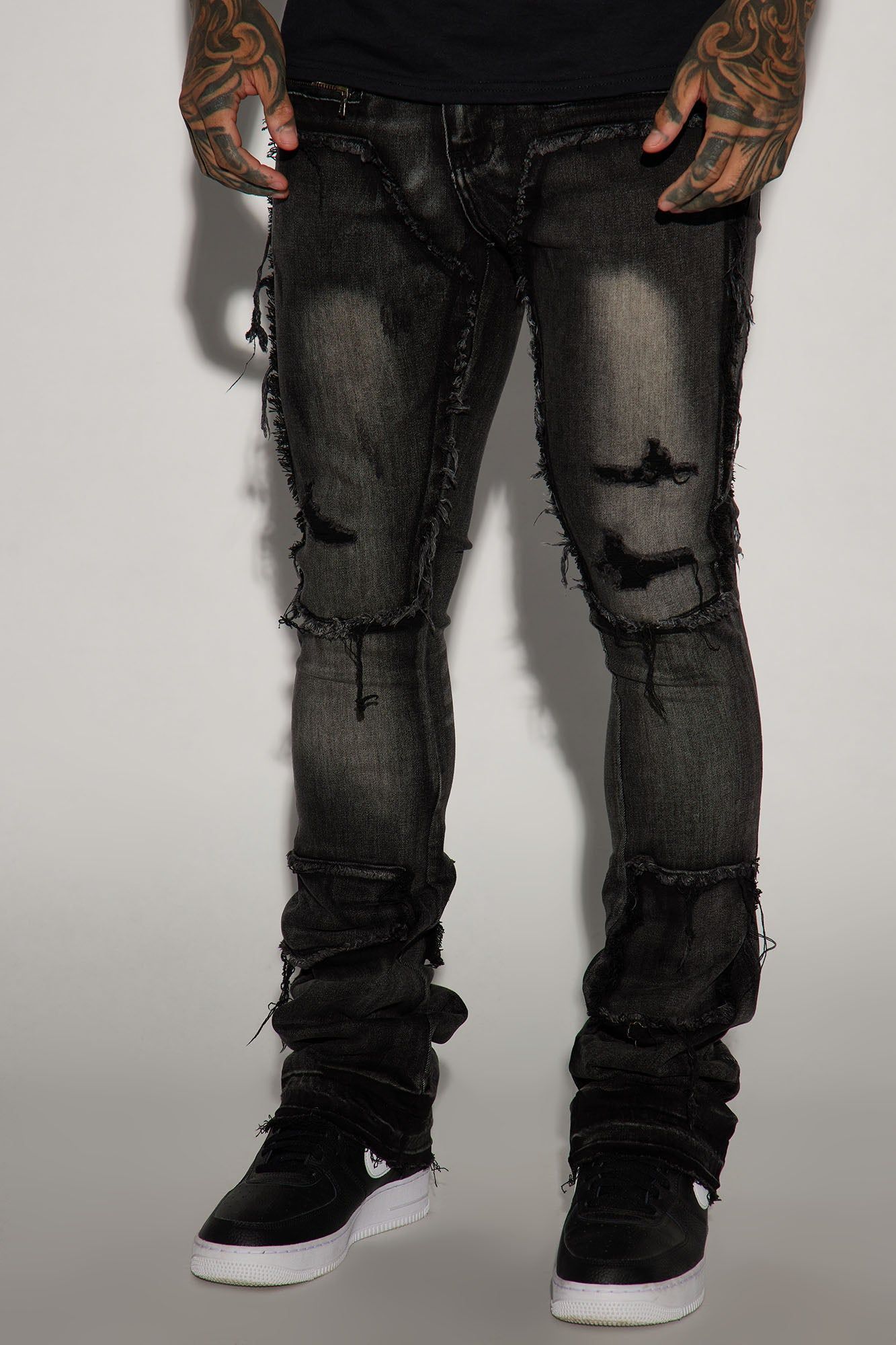 Square It Out Stacked Skinny Flare Jeans sold by Fashion Nova