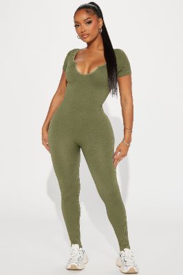 Lucia Seamless Jumpsuit - Olive sold by Fashion Nova