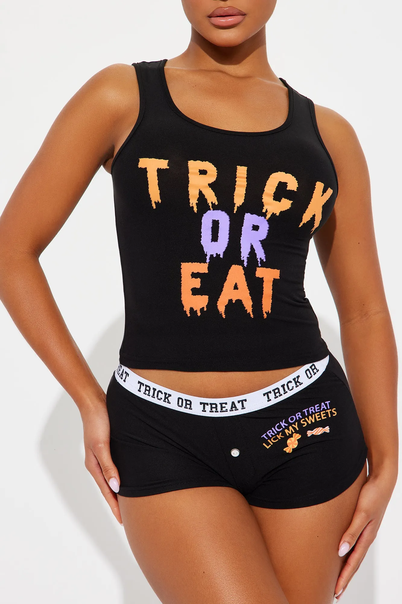 Trick Or Eat Halloween PJ Set - Black/combo sold by Fashion Nova product image thumbnail 2