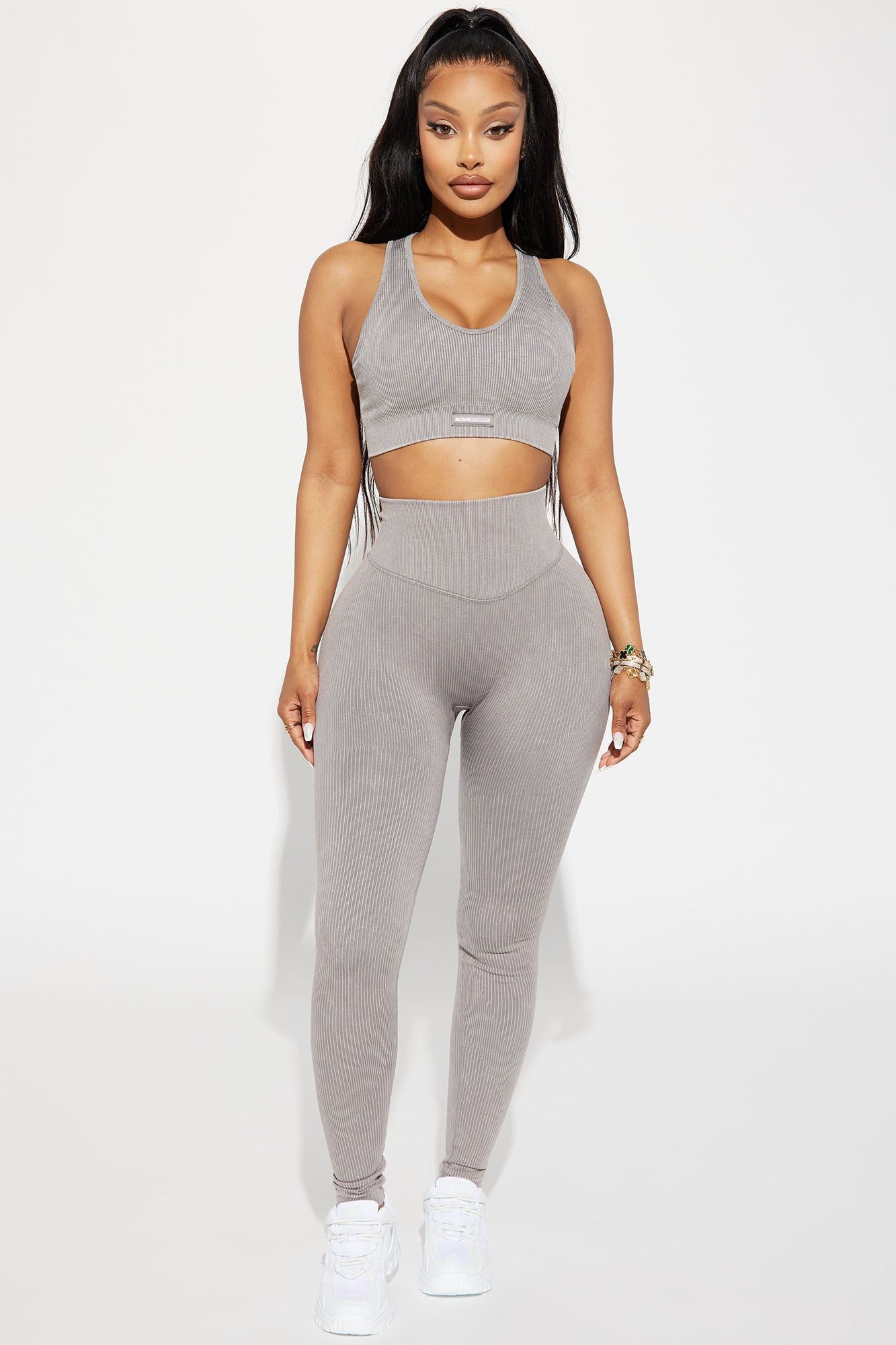 Sadie Washed Ribbed Seamless Active Sports Bra - Charcoal sold by Fashion Nova product image thumbnail 2