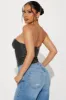 Blythe Washed Faux Leather Corset Top - Black sold by Fashion Nova