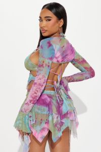 Celestial 3 Piece Mesh Skirt Set - Green/combo sold by Fashion Nova