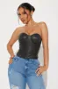 Blythe Washed Faux Leather Corset Top - Black sold by Fashion Nova
