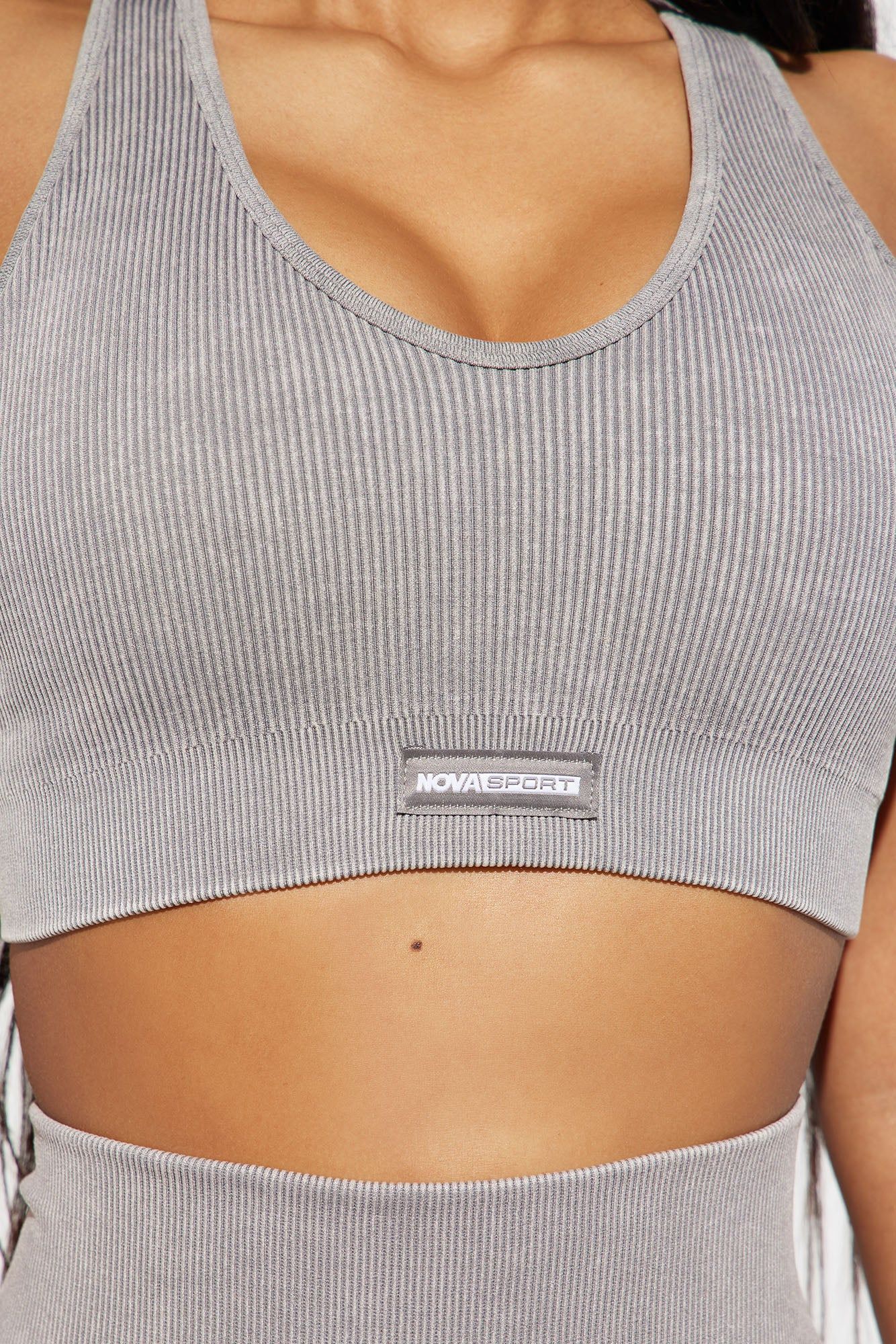 Sadie Washed Ribbed Seamless Active Sports Bra - Charcoal sold by Fashion Nova product image thumbnail 3