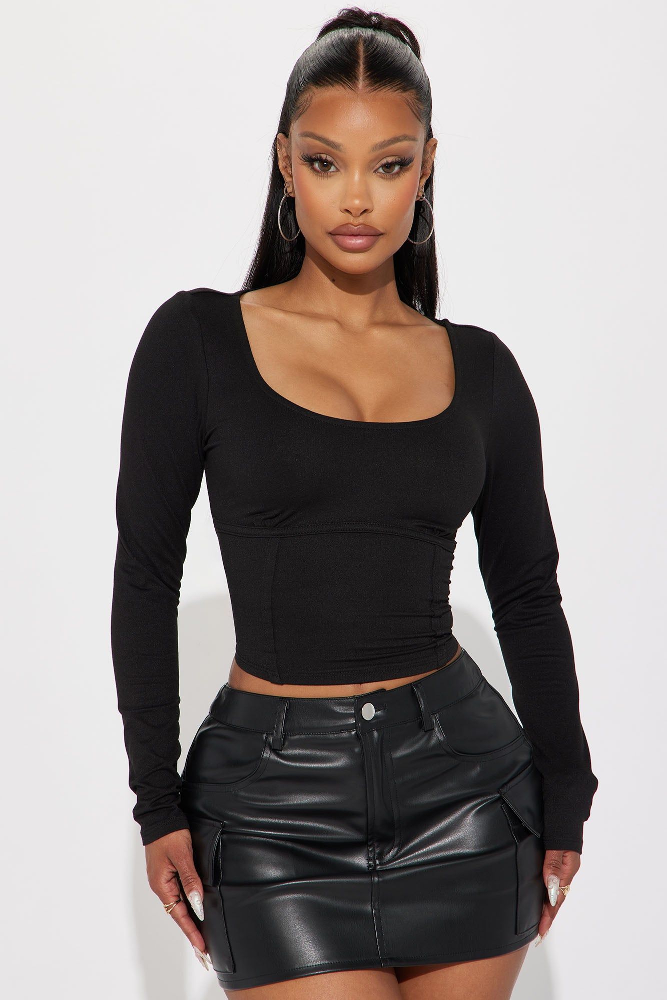 Angelica Scoop Neck Top - Black sold by Fashion Nova