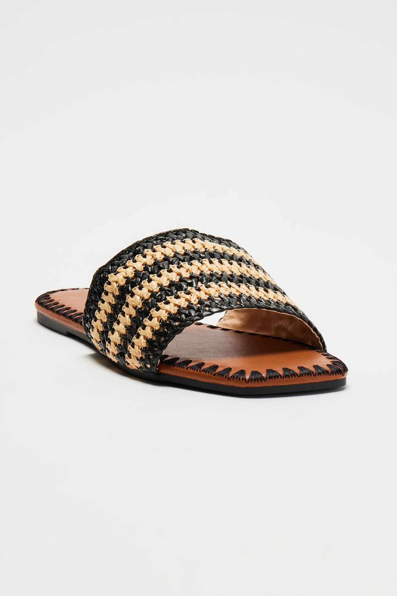 Mia Striped Raffia Sandals - Black sold by Fashion Nova product image thumbnail 2