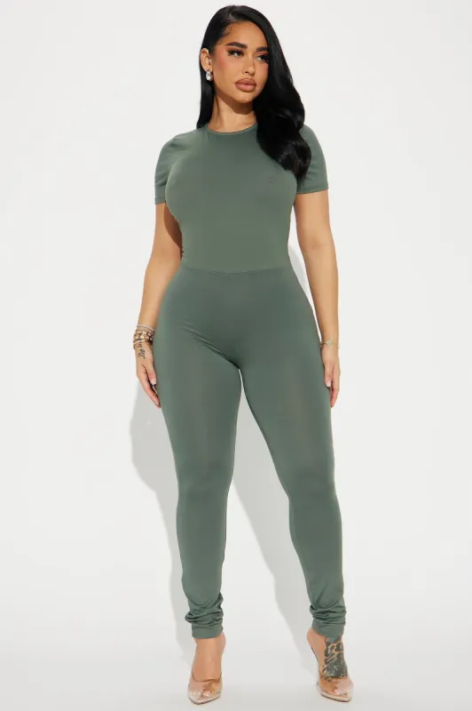 Jamie Padded Nipple Jumpsuit - Olive sold by Fashion Nova