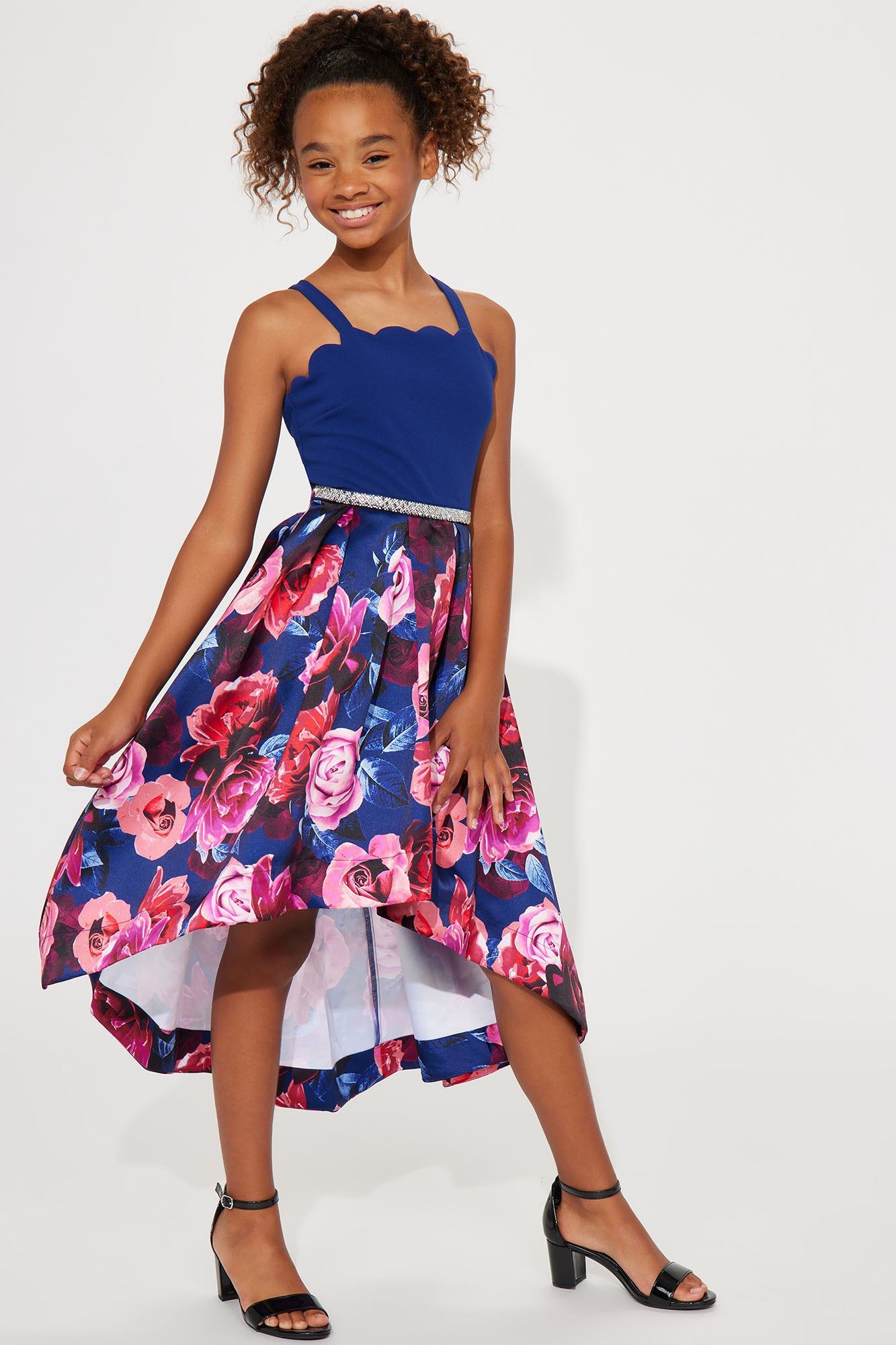 Mini Lovely Days High Low Dress - Navy/combo sold by Fashion Nova