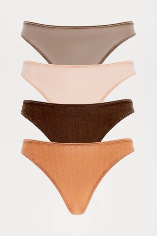 In A Chill Mood Seamless Bikini 4 Pack Panties - Blush/combo sold by Fashion Nova