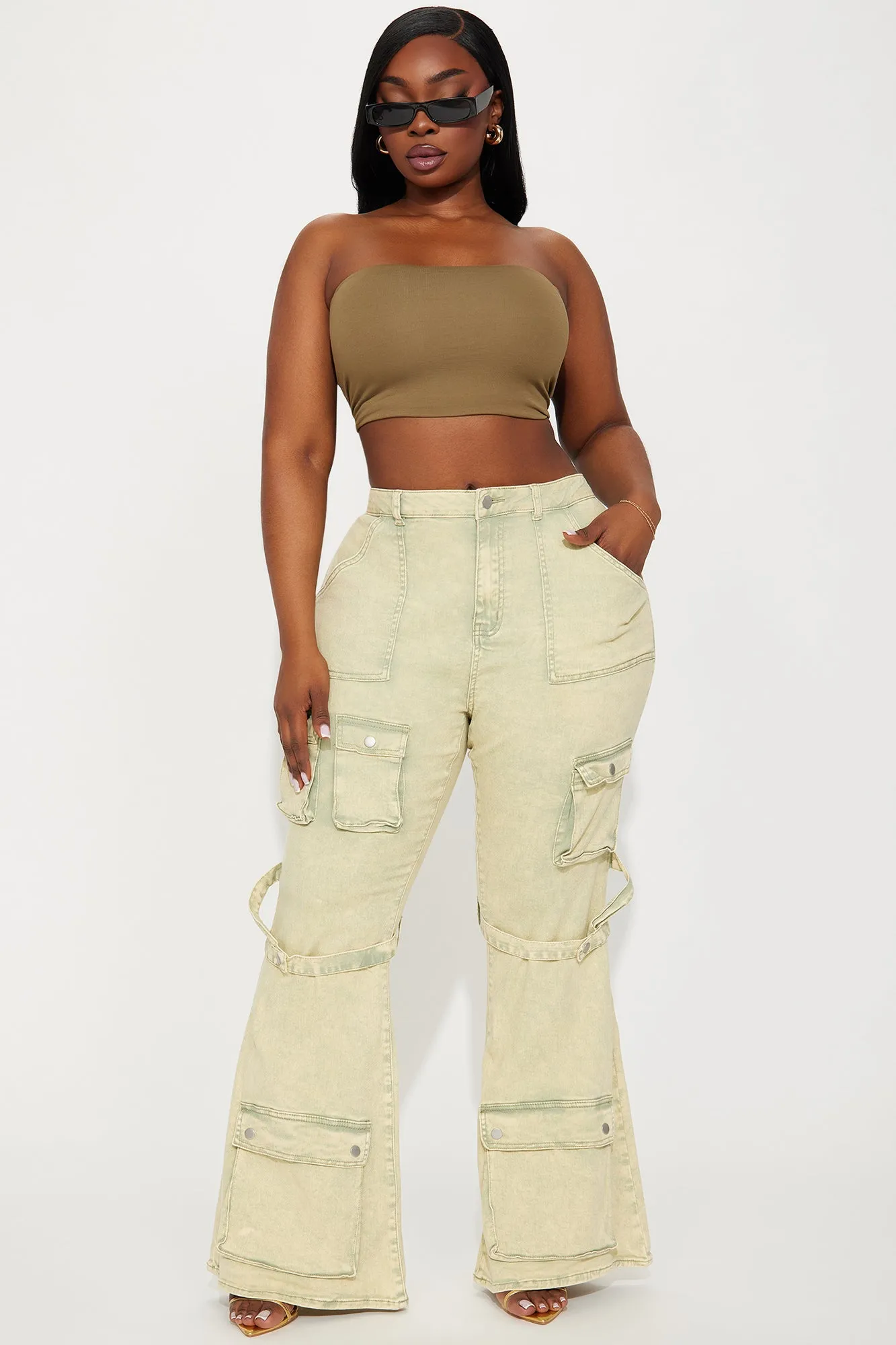 Feeling Free Mineral Washed Flare Pant - Green sold by Fashion Nova product image thumbnail 4