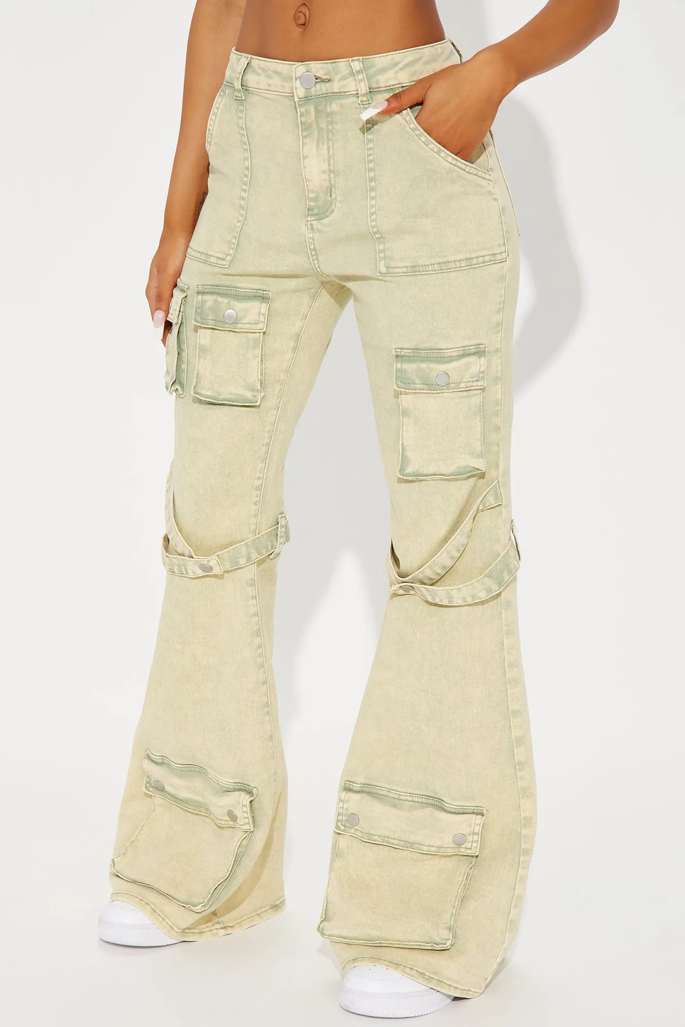 Feeling Free Mineral Washed Flare Pant - Green sold by Fashion Nova product image thumbnail 2