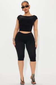Just A Sip Capri Legging - Black sold by Fashion Nova