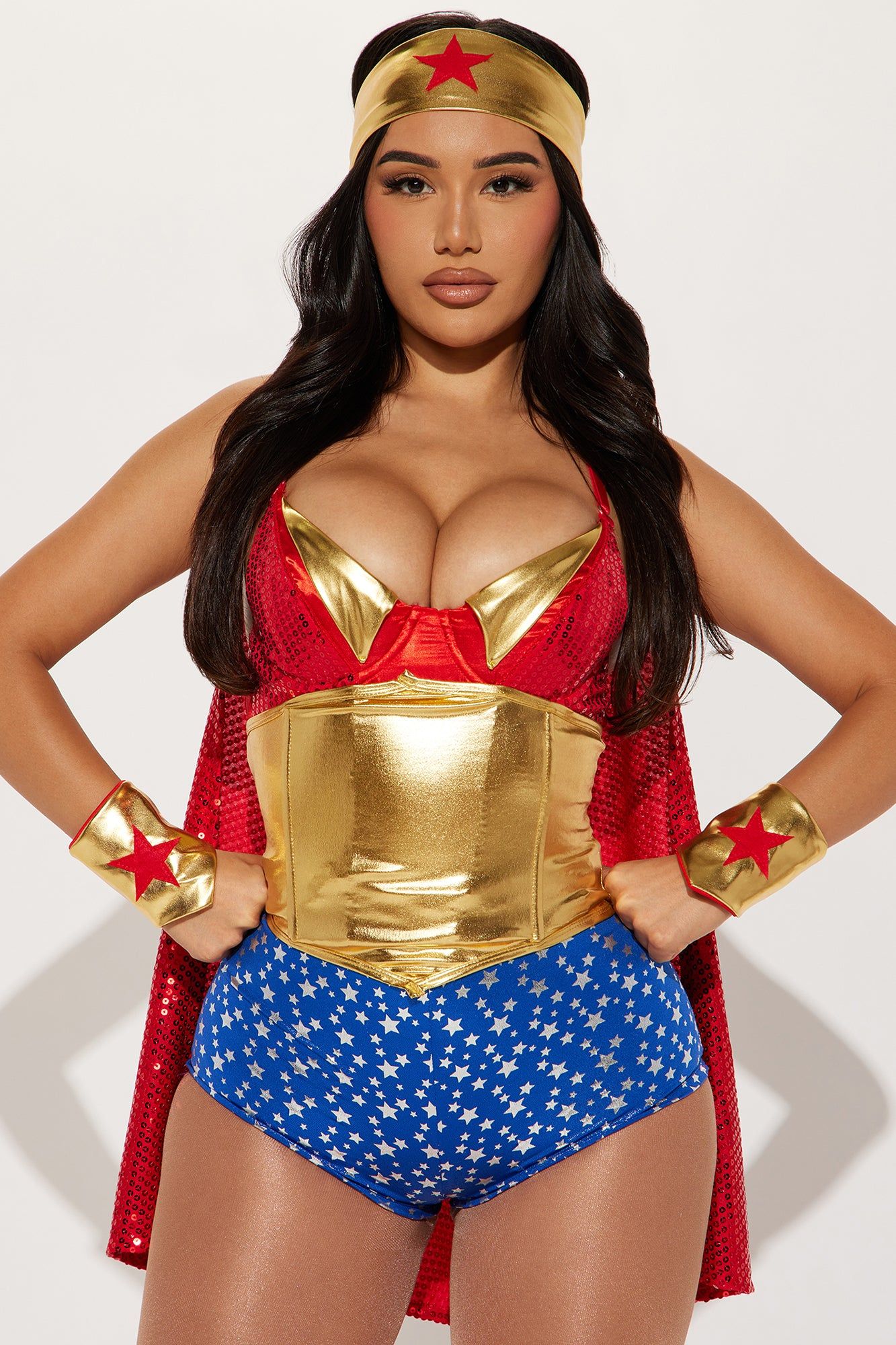 Super Babe Superhero 6 Piece Costume Set - Red/combo sold by Fashion Nova product image thumbnail 2
