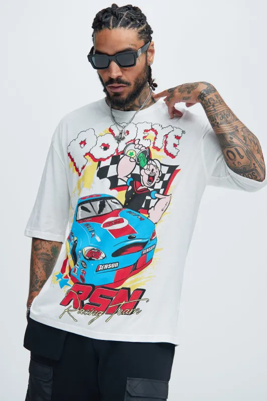 Popeye Racing Team Short Sleeve Tee - White sold by Fashion Nova